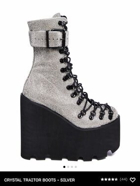 Dolls Kill Silver Crystal Lace-Up Platform Boots